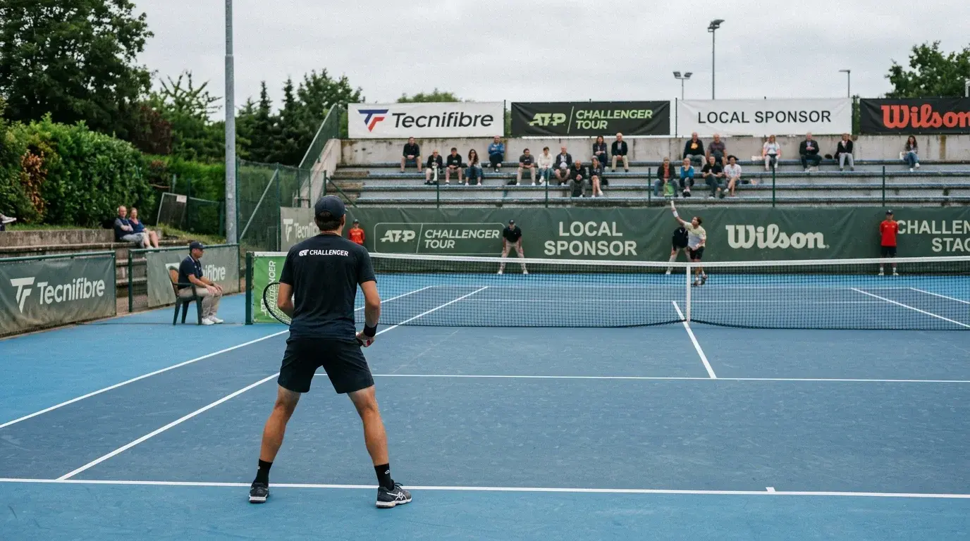 Tennis Challenger Wetten — kleiner Tennisplatz mit wenigen Zuschauern bei einem Challenger-Turnier