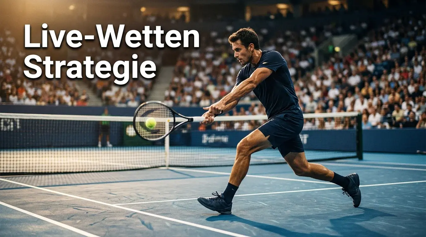 Tennisspieler schlägt einen Return auf einem Hartplatz während eines Live-Matches
